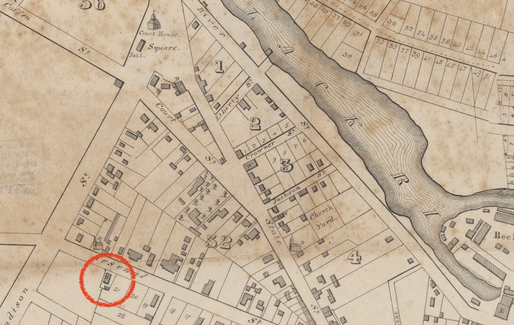 Map showing first location of Armory