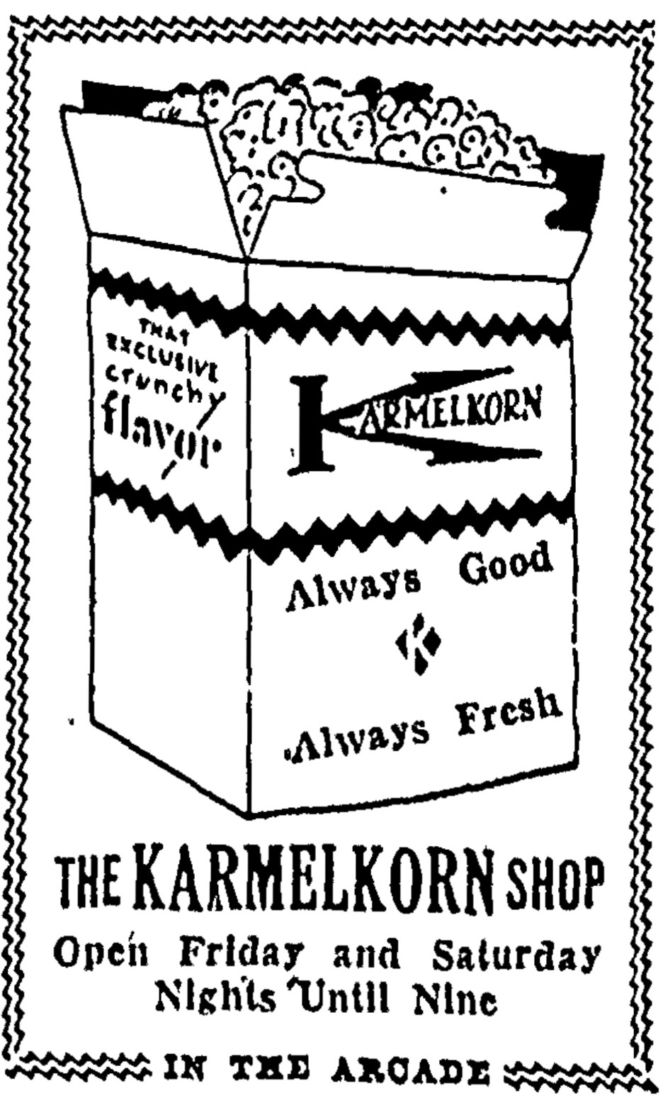 KarmelKorn Shop Advertisement