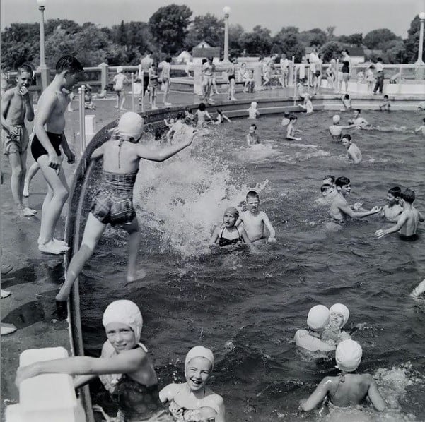Children swimming at the John Q. Adams Pool