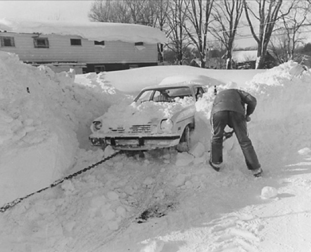 Buried in snow