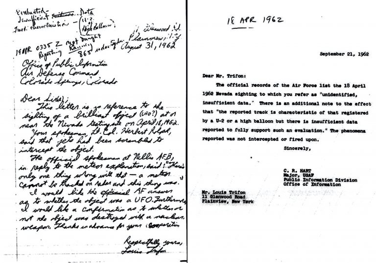April 18 1962 UFO Incident At Nellis Air Force Base