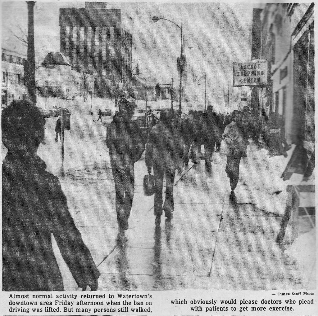 Blizzard of 1977 aftermath downtown Watertown