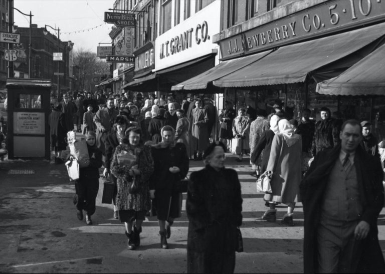 Public Square Christmas Shopping 1940s, 50s, 60s - Watertown NY