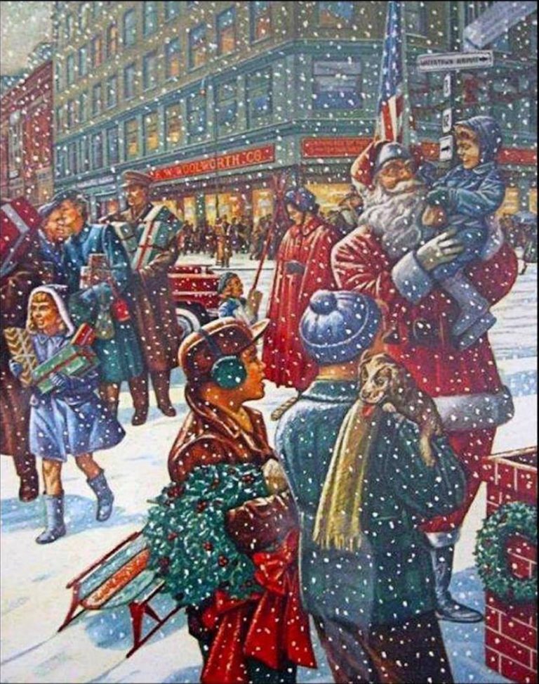 Public Square Christmas Shopping 1940s, 50s, 60s - Watertown NY