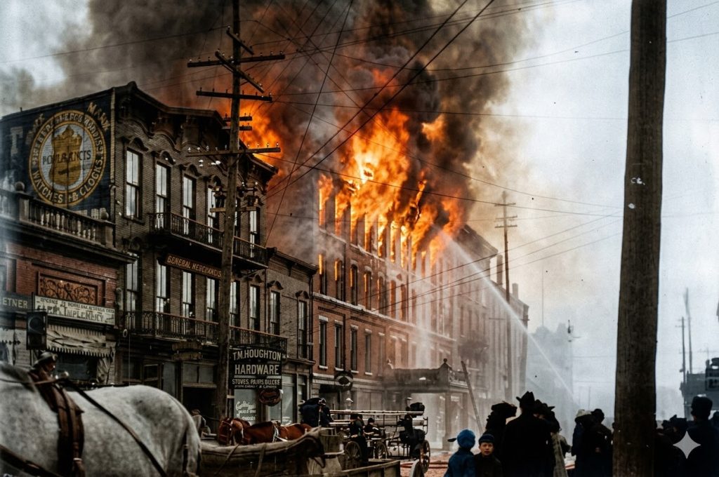 Globe Hotel and Otis House - Arsenal St (1851 - 1903) 10 Otis House Fire 1903