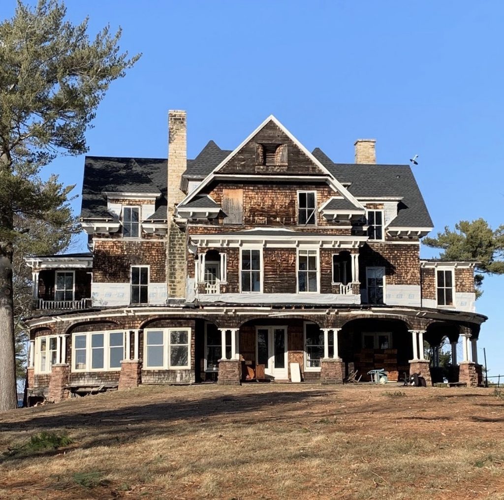 Windows being installed on Sport Island main house