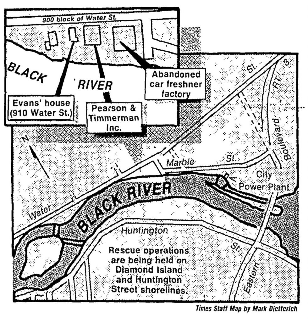 Map of Area where Sean Evans disappeared