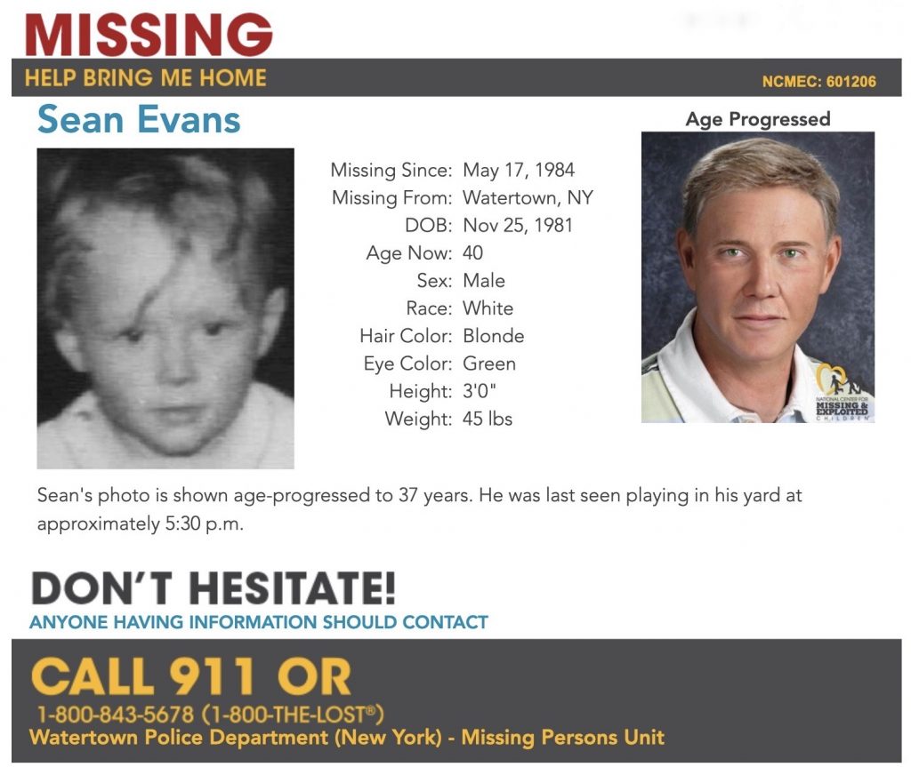 The Disappearance Of Sean Evans - May 17, 1984 - memoryln.net