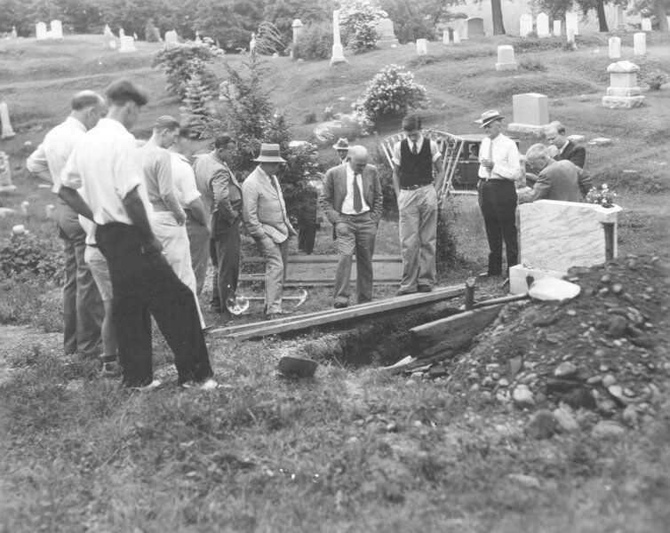 One of the three exhumations of Harry Wright's body.