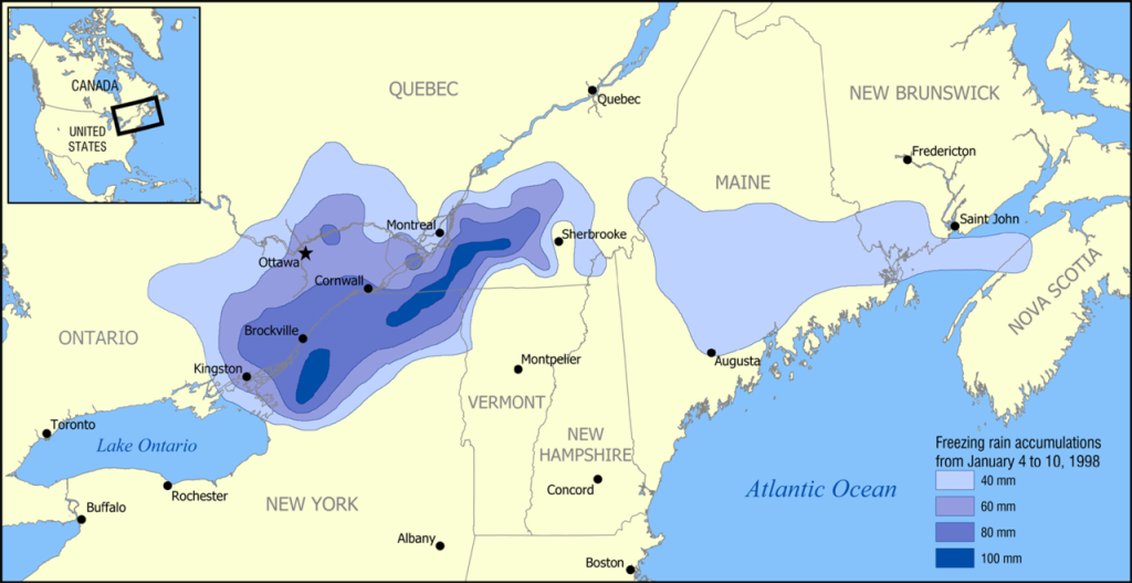 1998 Ice Storm Impacted Area Accumulations