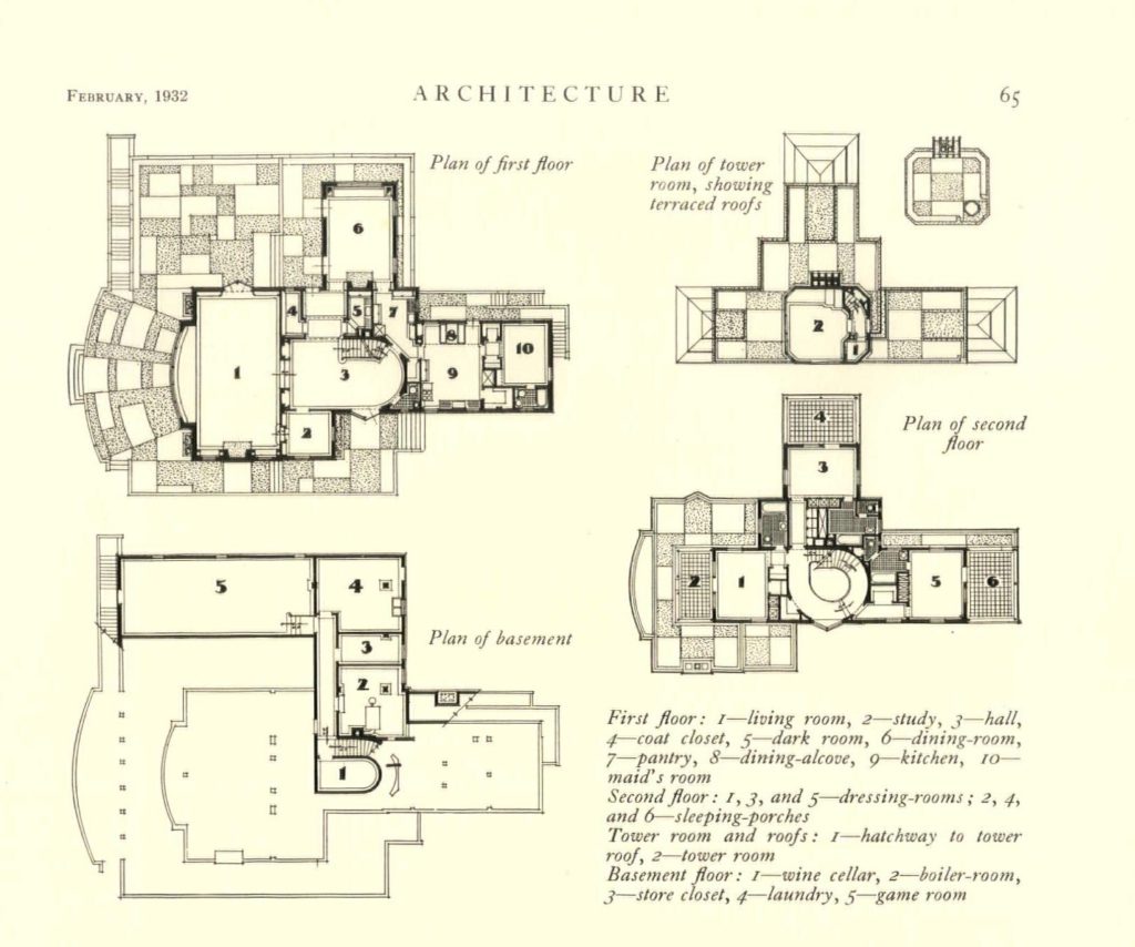 Architectural drawings for Sherman Pratt Summer Home