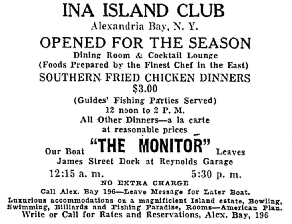 Advertisement for Ina Island Club