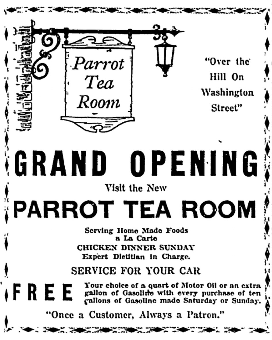 Grand Opening Parrot Tea Room 1928