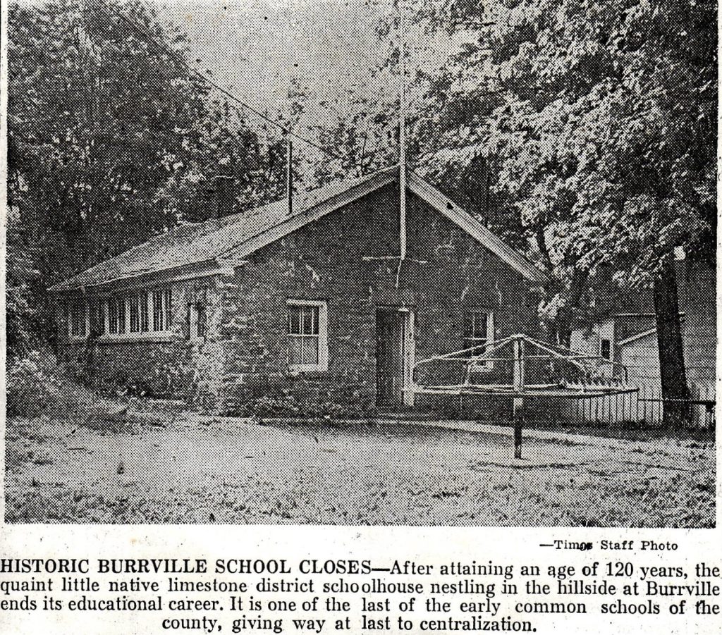 Burrville school house closed 1956