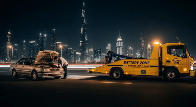 Stuck on the Road Call Battery Zone for 247 Roadside Help in Dubai 768x419